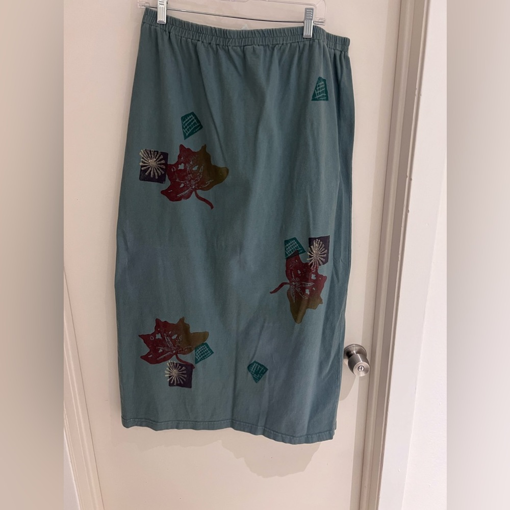 Blue Fish Blue Painted Elastic Waist Maxi Skirt - Size 2